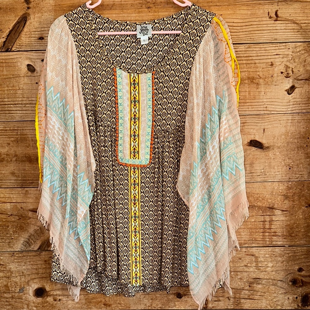 Ivy Jane Geometric Patterned Tunic With Yellow An… - image 1